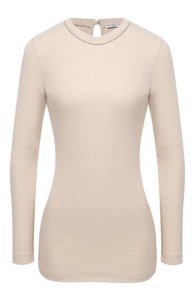 Женская хлопковый лонгслив BRUNELLO CUCINELLI бежевого цвета по цене 43800 руб., арт. M0TC8BJ300 | Фото 1 Женская хлопковый лонгслив BRUNELLO CUCINELLI бежевого цвета, арт. M0TC8BJ300 | Фото 1