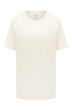 Женская хлопковая футболка BOTTEGA VENETA кремвого цвета, арт. 636861/VF1U0 | Фото 1 (Рукава: Короткие; Материал внешний: Хлопок; Длина (для топов): Стандартные; Стили: Кэжуэл, Минимализм; Принт: Без принта; Женское Кросс-КТ: Футболка-одежда; Региональные ограничения белый список (Axapta Mercury): RU)
