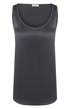 Женский шелковый топ BRUNELLO CUCINELLI серебряного цвета по цене 72000 руб., арт. M0C59DE330 | Фото 1 Женский шелковый топ BRUNELLO CUCINELLI серебряного цвета, арт. M0C59DE330 | Фото 1
