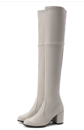 Женские кожаные ботфорты STUART WEITZMAN светло-серого цвета по цене 79400 руб., арт. S3356 | Фото 1 Женские кожаные ботфорты STUART WEITZMAN светло-серого цвета, арт. S3356 | Фото 1
