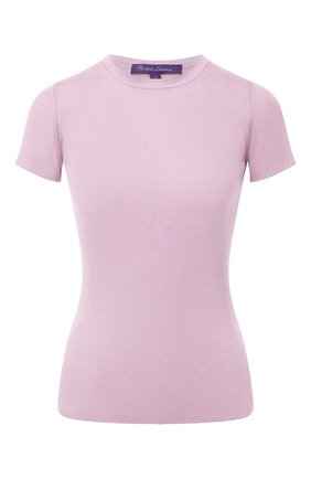 Женская шелковая футболка RALPH LAUREN светло-розового цвета, арт. 290710199 | Фото 1 (Материал внешний: Шелк; Рукава: Короткие; Длина (для топов): Стандартные; Стили: Минимализм, Кэжуэл; Принт: Без принта; Женское Кросс-КТ: Футболка-одежда)