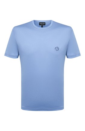 Мужская хлопковая футболка GIORGIO ARMANI голубого цвета по цене 34100 руб., арт. 3HSM72/SJTKZ | Фото 1 Мужская хлопковая футболка GIORGIO ARMANI голубого цвета, арт. 3HSM72/SJTKZ | Фото 1