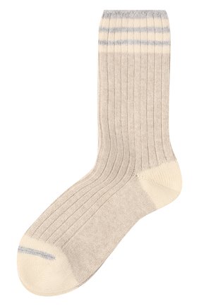 Мужские кашемировые носки BRUNELLO CUCINELLI бежевого цвета, арт. MCS93811 | Фото 1 (Материал внешний: Шерсть, Кашемир; Кросс-КТ: бельё)