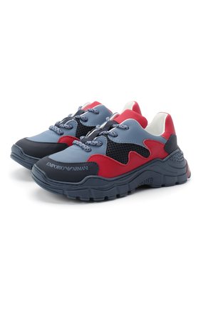 Детские кроссовки EMPORIO ARMANI синего цвета по цене 17550 руб., арт. XYX008/X0I34/28-34 | Фото 1 Детские кроссовки EMPORIO ARMANI синего цвета, арт. XYX008/X0I34/28-34 | Фото 1