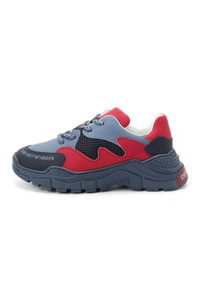 Детские кроссовки EMPORIO ARMANI синего цвета по цене 17550 руб., арт. XYX008/X0I34/28-34 | Фото 2 Детские кроссовки EMPORIO ARMANI синего цвета, арт. XYX008/X0I34/28-34 | Фото 2