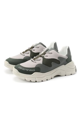 Детские кроссовки EMPORIO ARMANI хаки цвета по цене 19850 руб., арт. XYX008/X0I34/35-40 | Фото 1 Детские кроссовки EMPORIO ARMANI хаки цвета, арт. XYX008/X0I34/35-40 | Фото 1