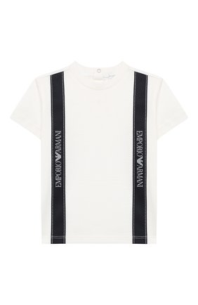 Детский хлопковая футболка EMPORIO ARMANI белого цвета по цене 5330 руб., арт. 6HHTG4/1JTUZ | Фото 1 Детский хлопковая футболка EMPORIO ARMANI белого цвета, арт. 6HHTG4/1JTUZ | Фото 1