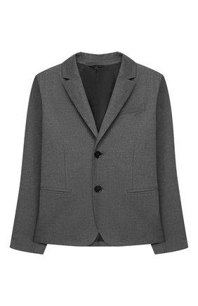 Детский пиджак EMPORIO ARMANI серого цвета по цене 37350 руб., арт. 6H4GJH/4N4FZ | Фото 1 Детский пиджак EMPORIO ARMANI серого цвета, арт. 6H4GJH/4N4FZ | Фото 1 (Материал внешний: Синтетический материал, Вискоза; Материал подклада: Синтетический материал; Рукава: Длинные; Кросс-КТ: пиджак; Мальчики-школьная форма: Пиджаки; Региональные ограничения белый список (Axapta Mercury): RU; Ростовка одежда: 10 - 11 лет | 140 - 146см, 13 - 15 лет | 158 см, 16 лет | 164 см, 4 года | 104 см, 5 лет | 110 см, 6 лет | 116 см, 7 лет | 122 см, 8 лет | 128 см, 9 лет | 134 см)