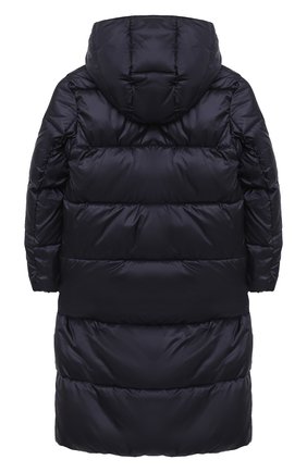 Детское пальто с капюшоном EMPORIO ARMANI темно-синего цвета по цене 21950 руб., арт. 6H3L01/1NLYZ | Фото 2 Детское пальто с капюшоном EMPORIO ARMANI темно-синего цвета, арт. 6H3L01/1NLYZ | Фото 2