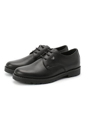 Детские кожаные дерби EMPORIO ARMANI черного цвета по цене 15950 руб., арт. XYC005/X0I06/28-34 | Фото 1 Детские кожаные дерби EMPORIO ARMANI черного цвета, арт. XYC005/X0I06/28-34 | Фото 1