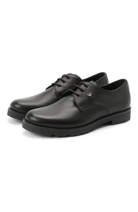 Детские кожаные дерби EMPORIO ARMANI черного цвета по цене 18050 руб., арт. XYC005/X0I06/35-40 | Фото 1 Детские кожаные дерби EMPORIO ARMANI черного цвета, арт. XYC005/X0I06/35-40 | Фото 1