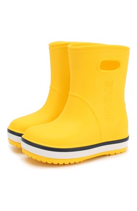 Детские резиновые сапоги CROCS желтого цвета по цене 2900 руб., арт. 205827-734 | Фото 1 Детские резиновые сапоги CROCS желтого цвета, арт. 205827-734 | Фото 1