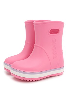 Детские резиновые сапоги CROCS розового цвета по цене 2900 руб., арт. 205827-6QM | Фото 1 Детские резиновые сапоги CROCS розового цвета, арт. 205827-6QM | Фото 1