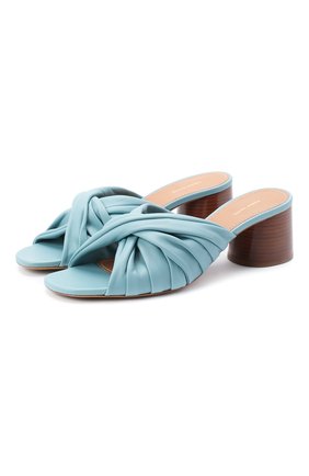 Женские кожаные мюли MANSUR GAVRIEL голубого цвета по цене 37600 руб., арт. WP20F004KQ | Фото 1 Женские кожаные мюли MANSUR GAVRIEL голубого цвета, арт. WP20F004KQ | Фото 1