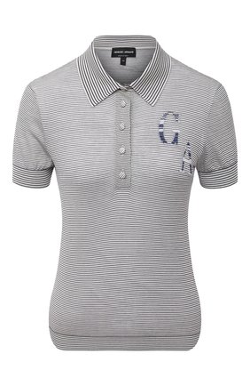 Женское поло из хлопка и шелка GIORGIO ARMANI серого цвета по цене 69950 руб., арт. 6HAF01/AM80Z | Фото 1 Женское поло из хлопка и шелка GIORGIO ARMANI серого цвета, арт. 6HAF01/AM80Z | Фото 1