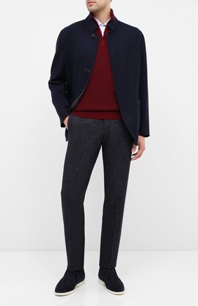 Мужской шерстяные брюки GIORGIO ARMANI темно-синего цвета по цене 73400 руб., арт. 0WGPP0EH/T021V | Фото 2 Мужской шерстяные брюки GIORGIO ARMANI темно-синего цвета, арт. 0WGPP0EH/T021V | Фото 2