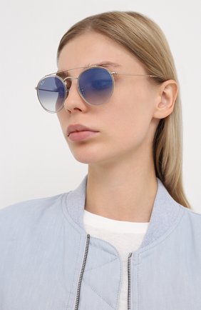 Женские солнцезащитные очки RAY-BAN голубого цвета по цене 13300 руб., арт. 3647N-90683F | Фото 2 Женские солнцезащитные очки RAY-BAN голубого цвета, арт. 3647N-90683F | Фото 2