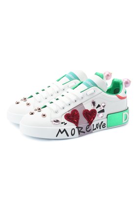 Женские кожаные кеды portofino DOLCE & GABBANA зеленого цвета по цене 74600 руб., арт. CK1544/AX169 | Фото 1 Женские кожаные кеды portofino DOLCE & GABBANA зеленого цвета, арт. CK1544/AX169 | Фото 1