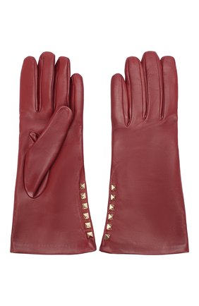 Женские кожаные перчатки VALENTINO бордового цвета по цене 25400 руб., арт. UW2GDA16/NAP | Фото 2 Женские кожаные перчатки VALENTINO бордового цвета, арт. UW2GDA16/NAP | Фото 2
