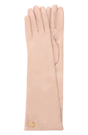 Женские кожаные перчатки VALENTINO бежевого цвета, арт. UW2GCA14/WJW | Фото 1 (Длина (верхняя одежда): Длинные; Материал: Натуральная кожа)