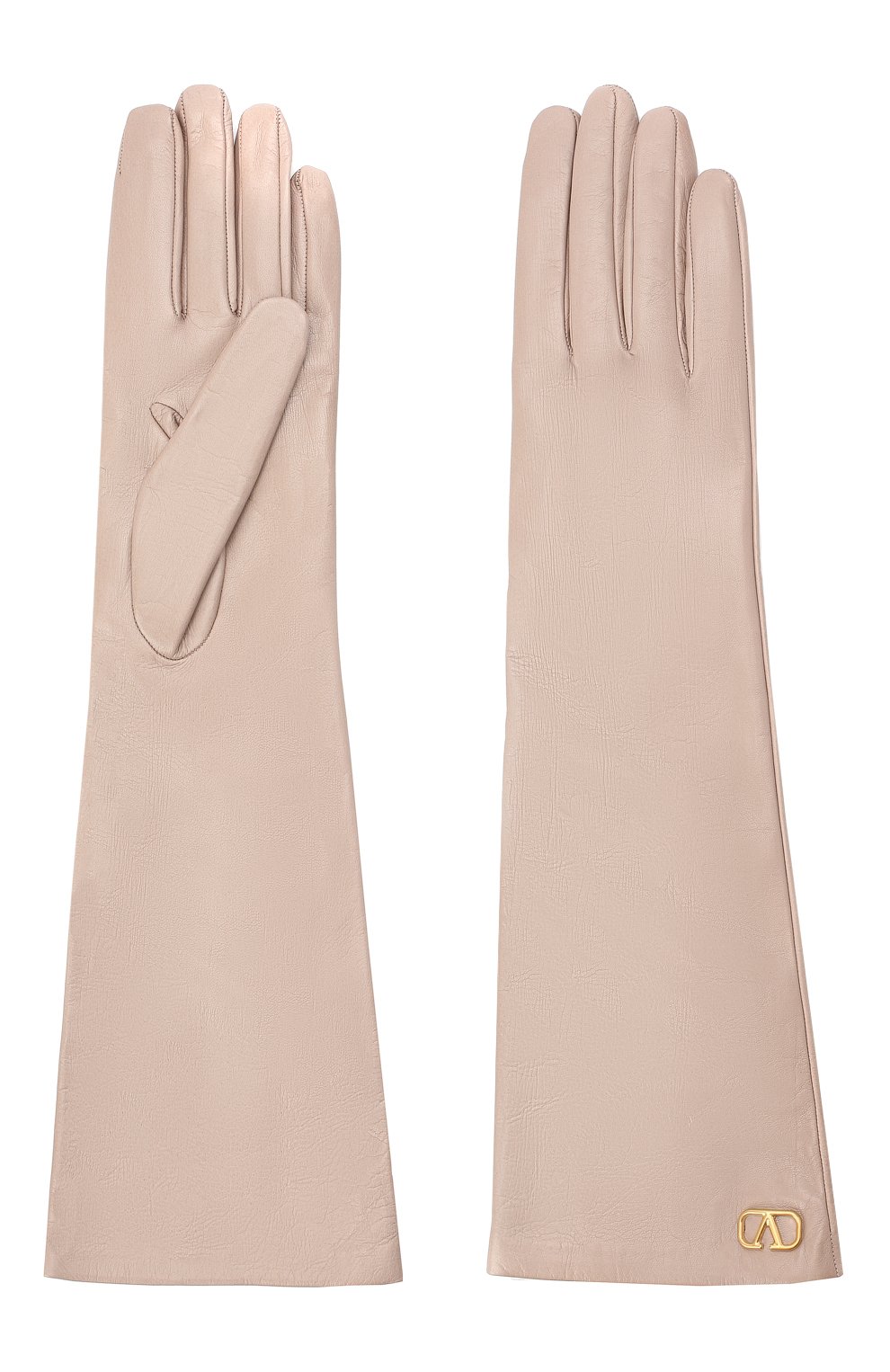Женские кожаные перчатки VALENTINO бежевого цвета, арт. UW2GCA14/WJW | Фото 2 (Материал: Натуральная кожа; Длина (верхняя одежда): Длинные)