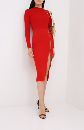 Женский пуловер BALMAIN красного цвета по цене 79950 руб., арт. UF13114/K110 | Фото 2 Женский пуловер BALMAIN красного цвета, арт. UF13114/K110 | Фото 2