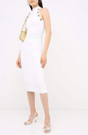 Женское платье из вискозы BALMAIN белого цвета по цене 199500 руб., арт. UF16534/K110 | Фото 2 Женское платье из вискозы BALMAIN белого цвета, арт. UF16534/K110 | Фото 2
