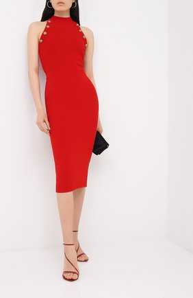 Женское платье из вискозы BALMAIN красного цвета по цене 199500 руб., арт. UF16534/K110 | Фото 2 Женское платье из вискозы BALMAIN красного цвета, арт. UF16534/K110 | Фото 2