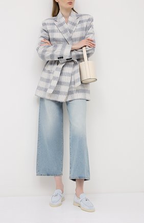 Женские замшевые лоферы summer charms walk LORO PIANA голубого цвета по цене 56300 руб., арт. FAE5444 | Фото 2 Женские замшевые лоферы summer charms walk LORO PIANA голубого цвета, арт. FAE5444 | Фото 2