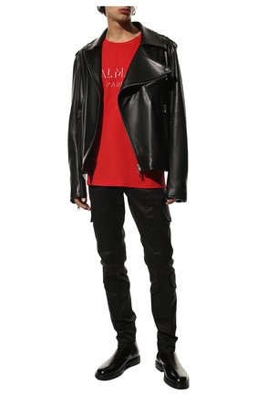 Мужская хлопковая футболка BALMAIN красного цвета по цене 24900 руб., арт. UH11601/I364 | Фото 2 Мужская хлопковая футболка BALMAIN красного цвета, арт. UH11601/I364 | Фото 2