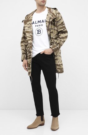 Мужская хлопковая футболка BALMAIN белого цвета по цене 29300 руб., арт. UH11601/I371 | Фото 2 Мужская хлопковая футболка BALMAIN белого цвета, арт. UH11601/I371 | Фото 2