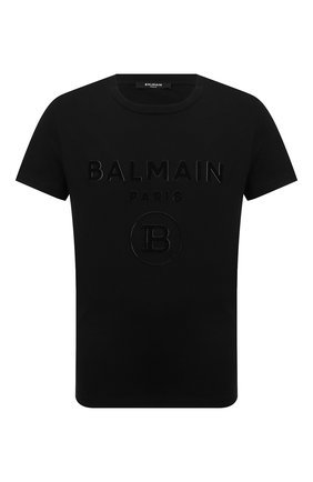 Мужская хлопковая футболка BALMAIN черного цвета по цене 35050 руб., арт. UH11601/I374 | Фото 1 Мужская хлопковая футболка BALMAIN черного цвета, арт. UH11601/I374 | Фото 1