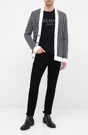 Мужская шерстяной кардиган BALMAIN черно-белого цвета по цене 78950 руб., арт. UH13224/K006 | Фото 2 Мужская шерстяной кардиган BALMAIN черно-белого цвета, арт. UH13224/K006 | Фото 2