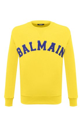 Мужской хлопковый свитшот BALMAIN желтого цвета по цене 48800 руб., арт. UH13279/I377 | Фото 1 Мужской хлопковый свитшот BALMAIN желтого цвета, арт. UH13279/I377 | Фото 1