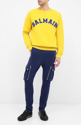 Мужской хлопковый свитшот BALMAIN желтого цвета по цене 48800 руб., арт. UH13279/I377 | Фото 2 Мужской хлопковый свитшот BALMAIN желтого цвета, арт. UH13279/I377 | Фото 2