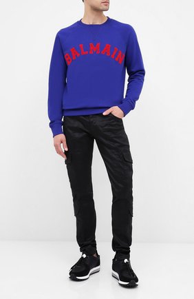 Мужской хлопковый свитшот BALMAIN темно-синего цвета по цене 48800 руб., арт. UH13279/I377 | Фото 2 Мужской хлопковый свитшот BALMAIN темно-синего цвета, арт. UH13279/I377 | Фото 2