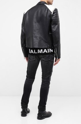 Мужской шерстяной джемпер BALMAIN черного цвета по цене 87950 руб., арт. UH13407/K008 | Фото 2 Мужской шерстяной джемпер BALMAIN черного цвета, арт. UH13407/K008 | Фото 2