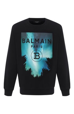 Мужской хлопковый свитшот BALMAIN черного цвета по цене 68800 руб., арт. UH13419/I303 | Фото 1 Мужской хлопковый свитшот BALMAIN черного цвета, арт. UH13419/I303 | Фото 1