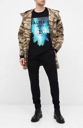 Мужской хлопковый свитшот BALMAIN черного цвета по цене 68800 руб., арт. UH13419/I303 | Фото 2 Мужской хлопковый свитшот BALMAIN черного цвета, арт. UH13419/I303 | Фото 2