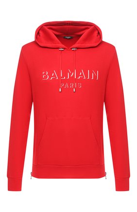 Мужской хлопковое худи BALMAIN красного цвета по цене 58900 руб., арт. UH13642/I364 | Фото 1 Мужской хлопковое худи BALMAIN красного цвета, арт. UH13642/I364 | Фото 1