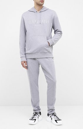 Мужской хлопковое худи BALMAIN серого цвета по цене 58900 руб., арт. UH13642/I364 | Фото 2 Мужской хлопковое худи BALMAIN серого цвета, арт. UH13642/I364 | Фото 2