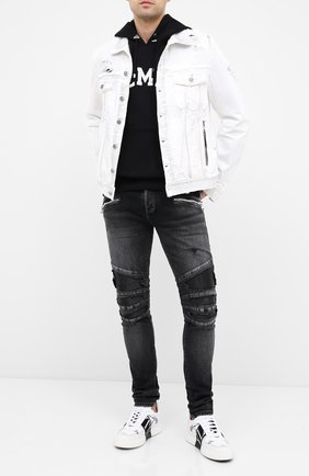 Мужской хлопковое худи BALMAIN черно-белого цвета по цене 87950 руб., арт. UH13642/I377 | Фото 2 Мужской хлопковое худи BALMAIN черно-белого цвета, арт. UH13642/I377 | Фото 2