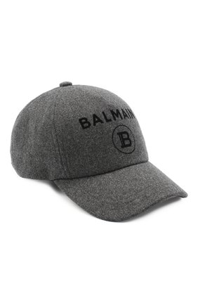 Мужской шерстяная бейсболка BALMAIN серого цвета по цене 22650 руб., арт. UH1A612/W072 | Фото 1 Мужской шерстяная бейсболка BALMAIN серого цвета, арт. UH1A612/W072 | Фото 1