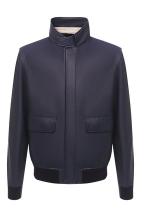 Мужской кожаный бомбер LORO PIANA темно-синего цвета по цене 578500 руб., арт. FAL2180 | Фото 1 Мужской кожаный бомбер LORO PIANA темно-синего цвета, арт. FAL2180 | Фото 1
