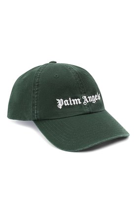 Мужской хлопковая бейсболка PALM ANGELS темно-зеленого цвета по цене 8570 руб., арт. PMLB003E20FAB0065701 | Фото 1 Мужской хлопковая бейсболка PALM ANGELS темно-зеленого цвета, арт. PMLB003E20FAB0065701 | Фото 1