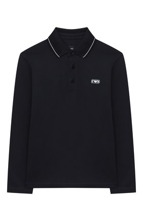 Детское хлопковое поло EMPORIO ARMANI темно-синего цвета по цене 7755 руб., арт. 6H4FJ3/4J3TZ | Фото 1 Детское хлопковое поло EMPORIO ARMANI темно-синего цвета, арт. 6H4FJ3/4J3TZ | Фото 1