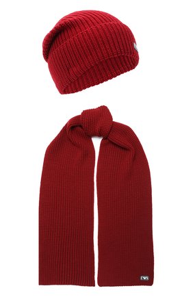 Детский комплект из шапки и шарфа EMPORIO ARMANI красного цвета по цене 15900 руб., арт. 407511/0A759 | Фото 1 Детский комплект из шапки и шарфа EMPORIO ARMANI красного цвета, арт. 407511/0A759 | Фото 1