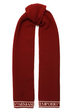 Детский шерстяной шарф EMPORIO ARMANI красного цвета по цене 7995 руб., арт. 404617/0A466 | Фото 1 Детский шерстяной шарф EMPORIO ARMANI красного цвета, арт. 404617/0A466 | Фото 1