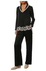 Женская шелковая пижама LA PERLA черно-белого цвета, арт. 0051240 | Фото 2 (Материал внешний: Шелк)