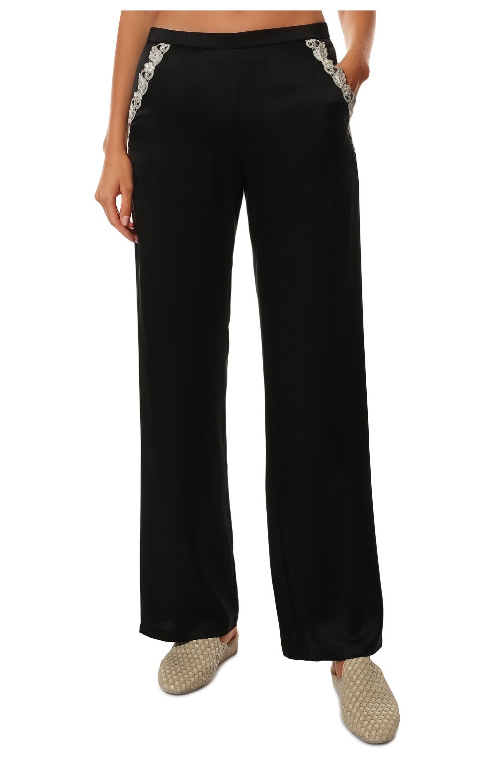 Женская шелковая пижама LA PERLA черно-белого цвета, арт. 0051240 | Фото 5 (Материал внешний: Шелк)